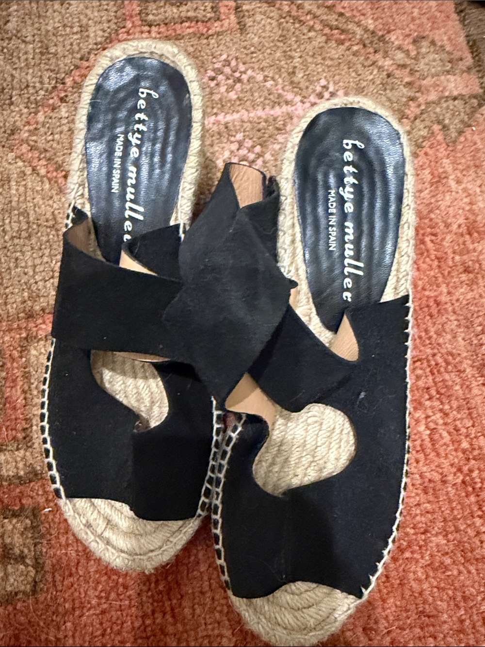 bettye muller Black Suede Knotted Espadrille Slide